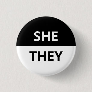 Sie/sie Pronoun Black & White Abzeichen Button