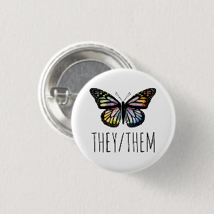 SIE/SIE Pronouns Aquarellblume Button