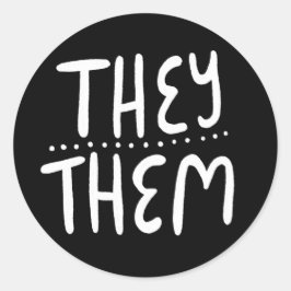 SIE / SIE Pronouns BLack Handlettering Set von Runder Aufkleber