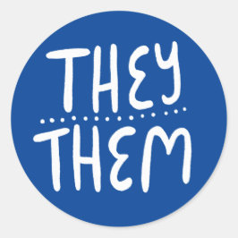SIE / SIE Pronouns Blue Handlettering Set von Runder Aufkleber
