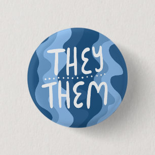 Sie/sie Pronouns farbenfroh handlettered blau Button