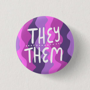 Sie/sie Pronouns farbenfroh handschrift Lila Button