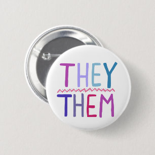 SIE / SIE Pronouns farbenfroh Lila rosa Blau Button