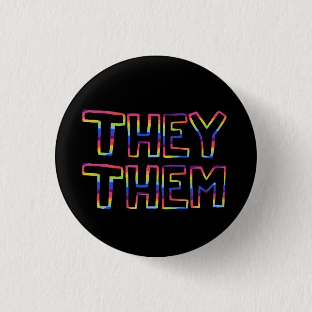 SIE / SIE Pronouns farbenfrohe Rainbow Handletteri Button (Vorderseite)