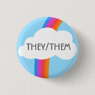 Sie/sie Pronouns farbenfrohe Regenbogenwolke Button