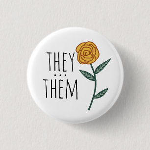 SIE/SIE Pronouns Gold Rose CUSTOM Button
