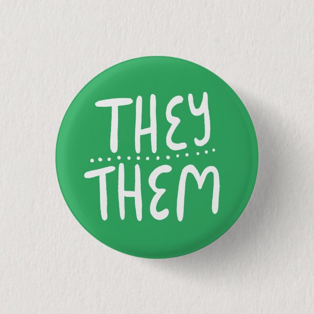 Sie/sie Pronouns Green Handlettering Minimal Button (Vorderseite)
