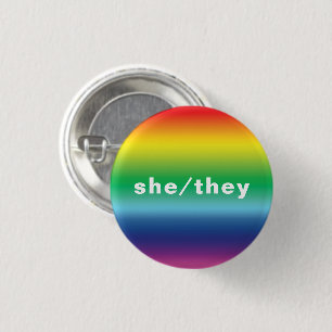 Sie, sie Pronouns Lgbtq Lgbt Pride Rainbow Colors Button