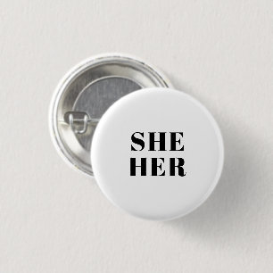 Sie, sie, Pronouns Lgbtq Stolz Schwarz-weiß Button