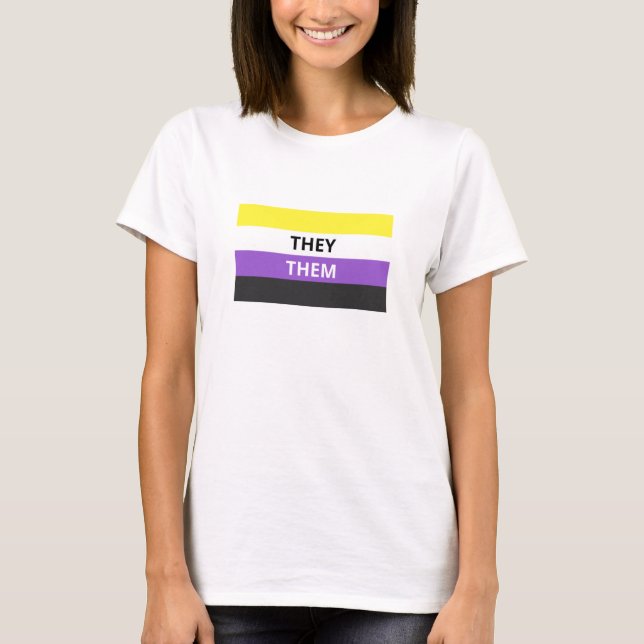 Sie/sie Pronouns Non-Binary Flag Basic-T - Shirt (Vorderseite)