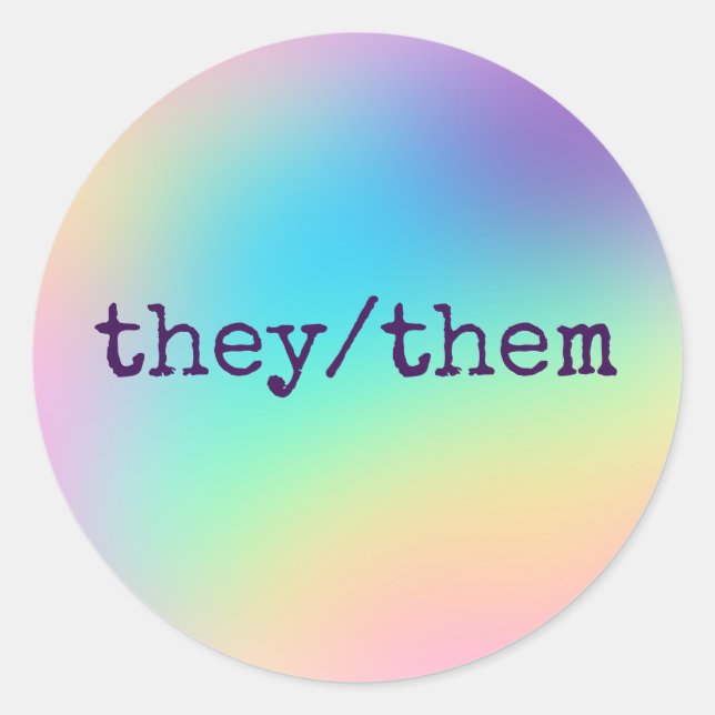 Sie/sie Pronouns Prismatische Regenbogenkleber Runder Aufkleber (Vorderseite)