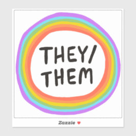 Sie/sie Pronouns Rainbow Circle Handschrift Aufkleber