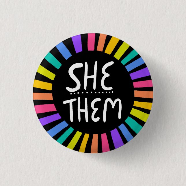 SIE / SIE Pronouns Rainbow Handschrift Stolz Button (Vorderseite)