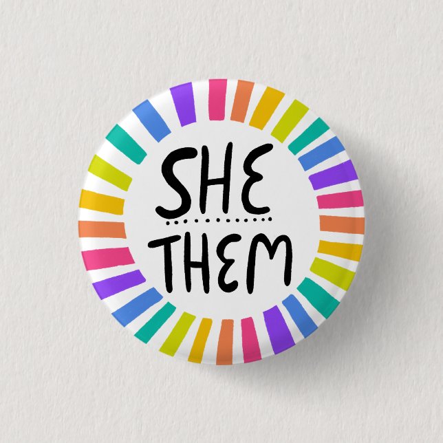 SIE / SIE Pronouns Rainbow Handschrift Stolz Button (Vorderseite)