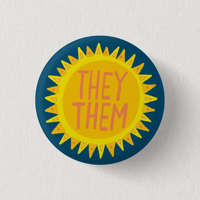 Sie / sie Pronouns Sonnenschein Pride handschrift Button (Vorderseite)