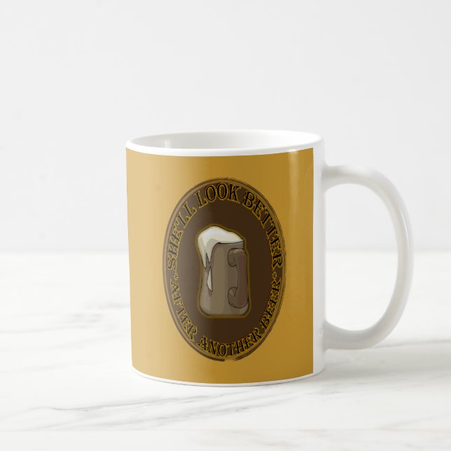 SIE SIEHT NACH EINEM ANDEREN BIER BESSER AUS KAFFEETASSE (Rechts)