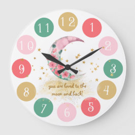 Sie sind auf den Mond und das Hinterbaby geliebt Große Wanduhr