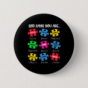 Sie sind Autismus Bewusstsein Puzzle Bible Verses  Button