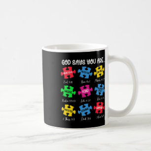 Sie sind Autismus Bewusstsein Puzzle Bible Verses Kaffeetasse