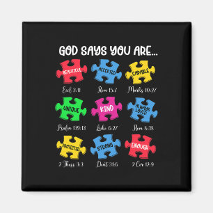 Sie sind Autismus Bewusstsein Puzzle Bible Verses  Magnet