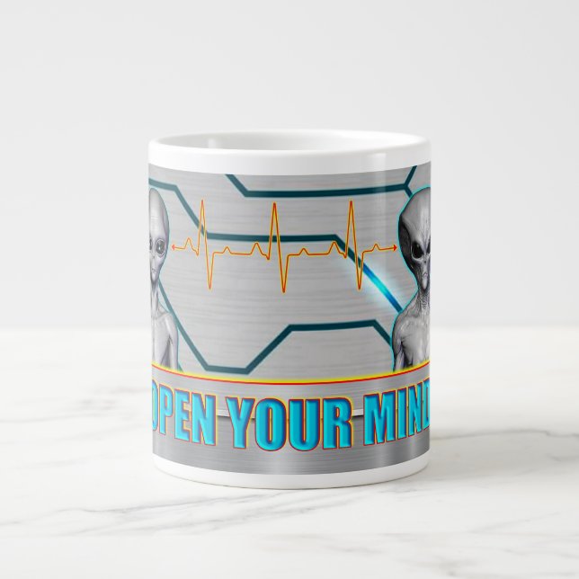 SIE SIND BEREITS HIER - ÖFFNEN SIE IHRE MIND-Desig Jumbo-Tasse (Vorderseite)