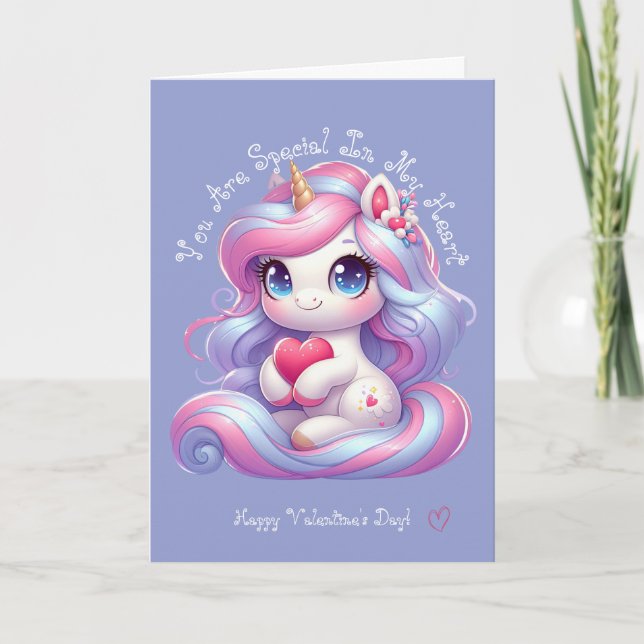 Sie sind besonders | Niedliche Einhorn-Valentinsta Dankeskarte (Vorderseite)