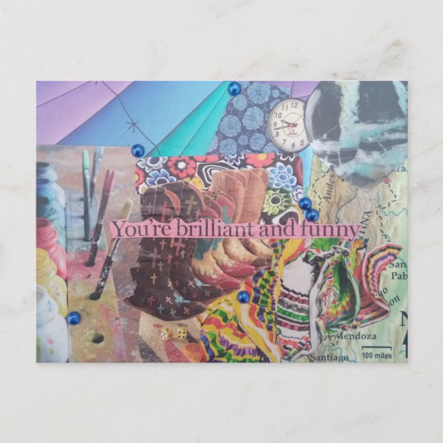 Sie sind brilliante und lustige Collage Postcard Postkarte (Vorderseite)