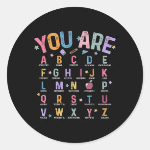 Sie sind Buchstaben Alphabet lernen Abcs Inspirati Runder Aufkleber