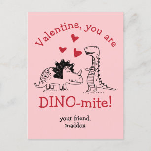 Sie sind Dino-mite Dinosaur Valentine Postcard Postkarte