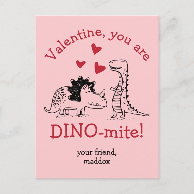 Sie sind Dino-mite Dinosaur Valentine Postcard Postkarte (Vorderseite)