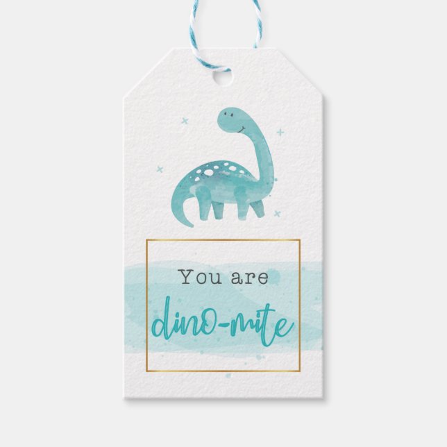 Sie sind Dinomite Watercolor Geschenkmarke Geschenkanhänger (Vorderseite)