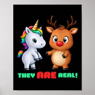 Sie sind echt! Rudolph trifft das Einhorn-Feiertag Poster