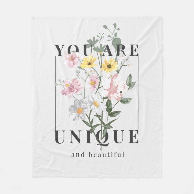 Sie sind ein einzigartiger floraler Slogan Fleecedecke (Vorderseite)