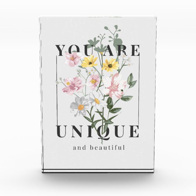 Sie sind ein einzigartiger floraler Slogan Fotoblock (Vorderseite)