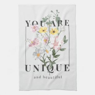 Sie sind ein einzigartiger floraler Slogan Geschirrtuch
