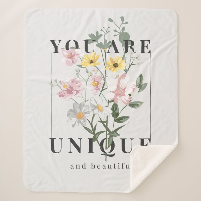 Sie sind ein einzigartiger floraler Slogan Sherpadecke (Vorderseite)