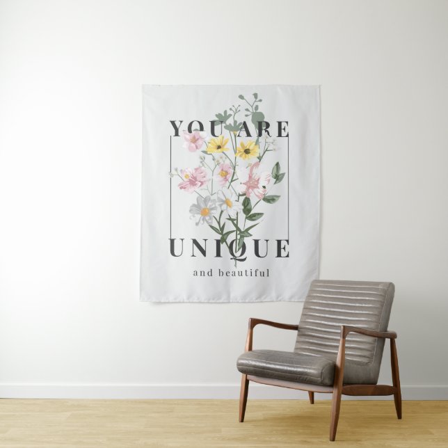Sie sind ein einzigartiger floraler Slogan Wandteppich (Beispiel)