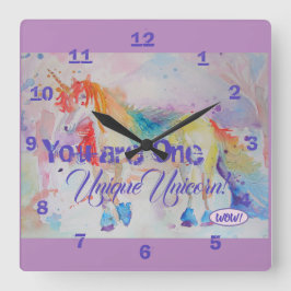 Sie sind ein einzigartiges Einhorn! Quadratische Wanduhr