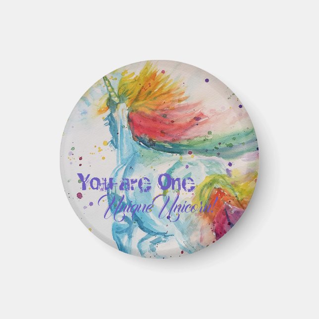 Sie sind ein einzigartiges Einhorn! Rainbow Waterc Magnet (Vorne)