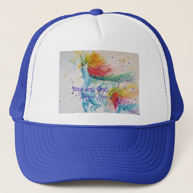 Sie sind ein einzigartiges Einhorn! Rainbow Waterc Truckerkappe (Vorderseite)