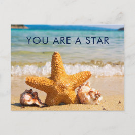 Sie sind ein Star Starfish and Seashells am Strand Postkarte