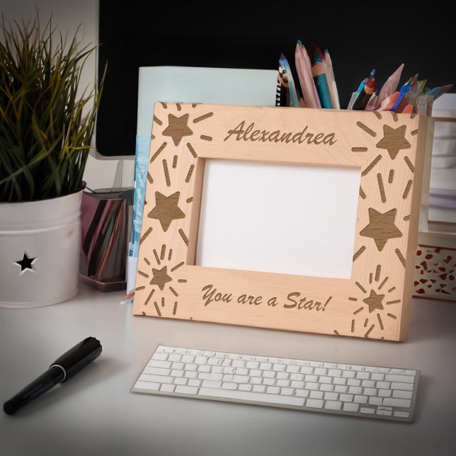 Sie sind ein Starskript elegante moderne Holz Geätzte Rahmen (You Are A Star Script Elegant Modern Wooden Etched Frames is great to give to that wonderful person.)