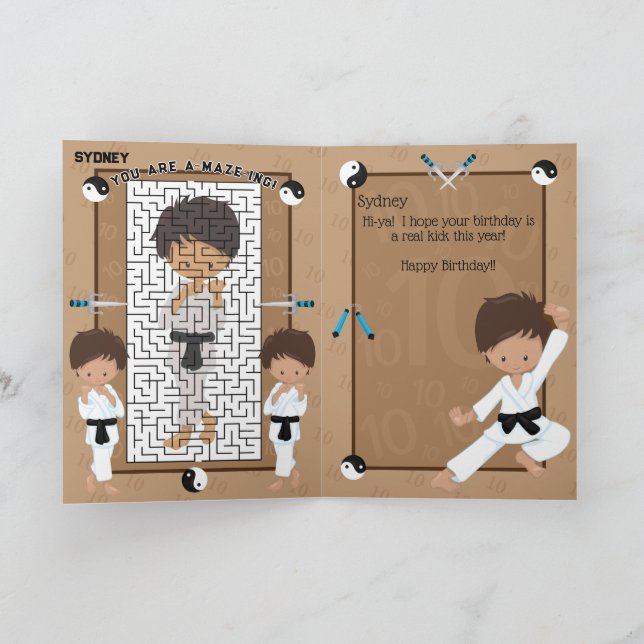 Sie sind ein verrückter Ethnic Boys Karate Geburts Karte (Innenseite)