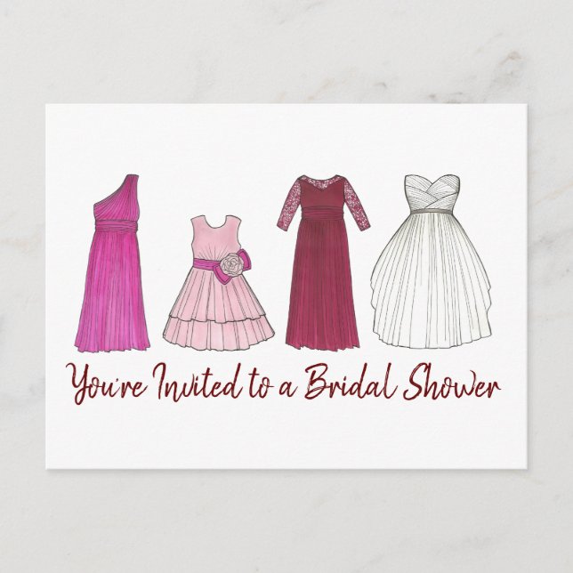 Sie sind eingeladen Brautkleid Dusche Braut Braut  Einladungspostkarte (Vorderseite)