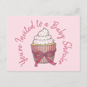 Sie sind eingeladen Bridal Baby Dusche Rosa Kuchen Einladungspostkarte