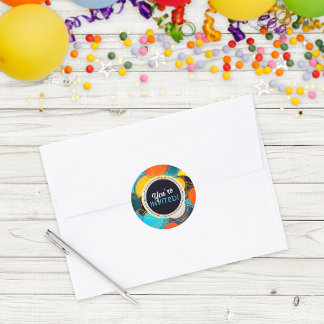 Sie sind eingeladen bunt Spaß Retro Abstrakt Runder Aufkleber