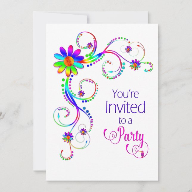 Sie sind eingeladen Einladung, Spaß, Blumen, farbe Einladung (Vorderseite)