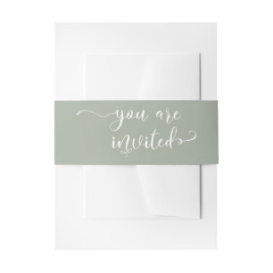 Sie sind eingeladen Elegant Calligraphy Sage Green Einladungsbanderole
