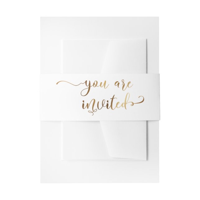 Sie sind eingeladen elegante Calligraphy Gold und  Einladungsbanderole (Vorderseite Beispiel)
