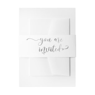 Sie sind eingeladen Elegante Kalligrafie Silver & Einladungsbanderole